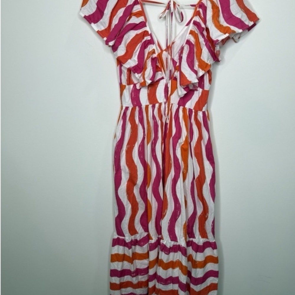 Flying Tomato Midi Dress Small Tiered Maxi Over The Hills Poplin Coastal Cottage - Picture 4 of 7